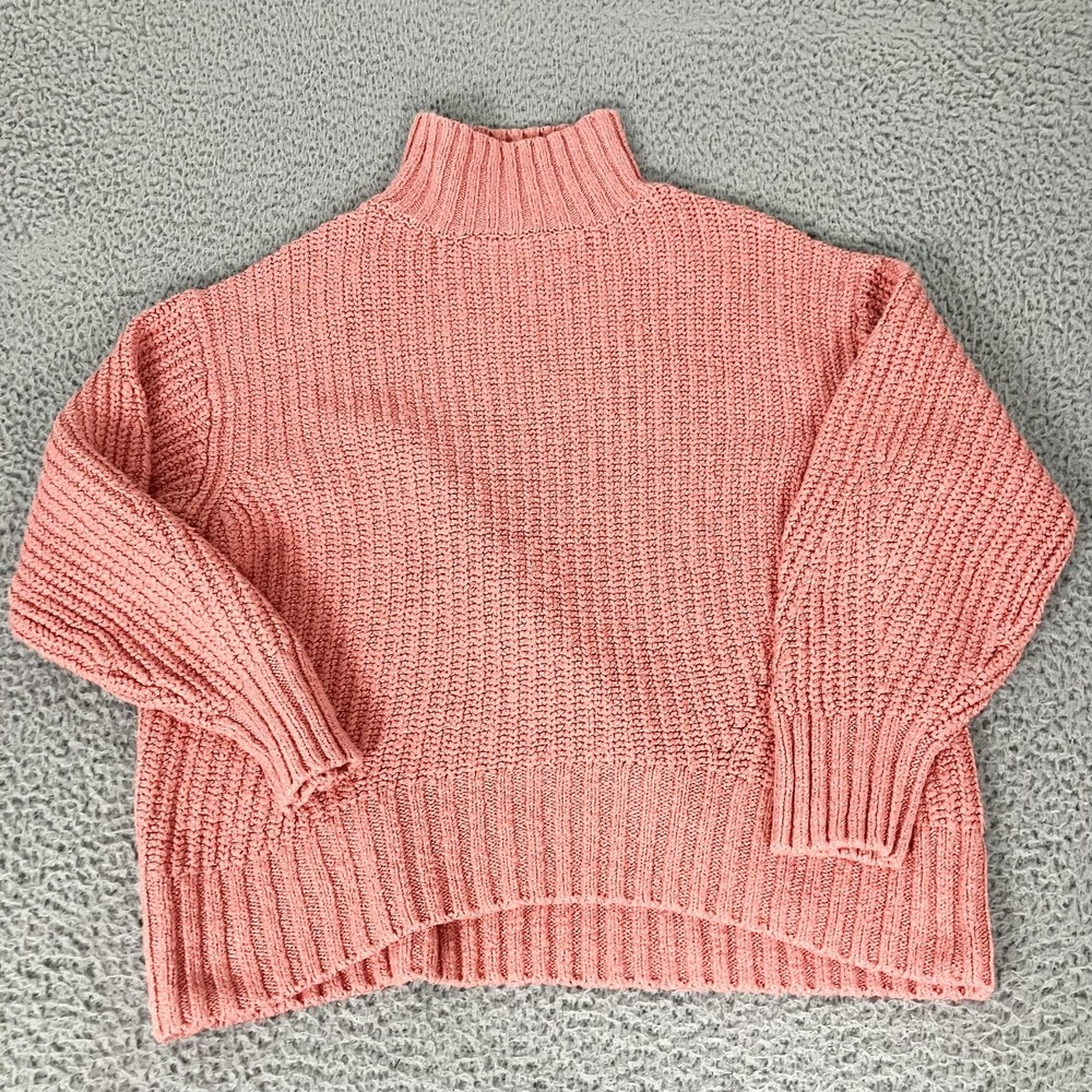 Maeve‎ By Anthropologie Sweater Womens Small Pink Chunky Knit Mock Neck Pullover